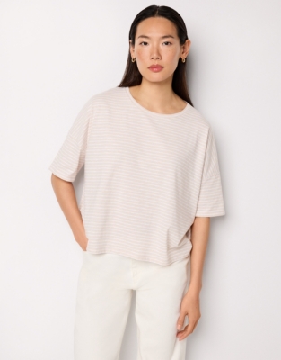 Organic Cotton Jersey Boxy Tee - Flax