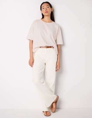 Organic Cotton Jersey Boxy Tee - Flax