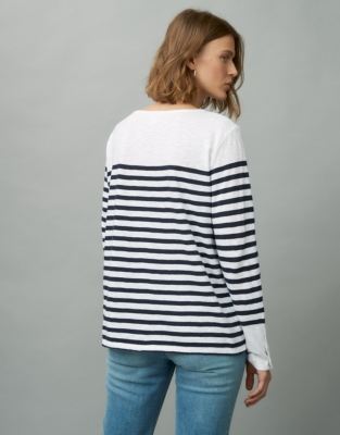 Organic Cotton Jersey Button Cuff Stripe T-Shirt | Tops & T-Shirts ...