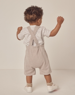 Organic Cotton Jersey Dungarees & T-Shirt Set (0–18mths)