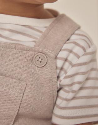 Organic Cotton Jersey Dungarees & T-Shirt Set (0–18mths)