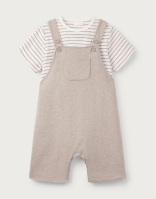 Organic Cotton Jersey Dungarees & T-Shirt Set (18mths–6yrs)