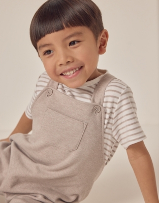 Organic Cotton Jersey Dungarees & T-Shirt Set (18mths–6yrs)