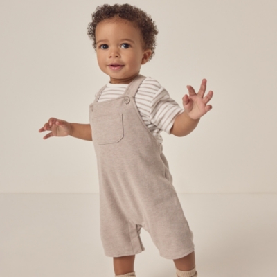 Organic Cotton Jersey Overalls & T-Shirt Set (0–18mths)