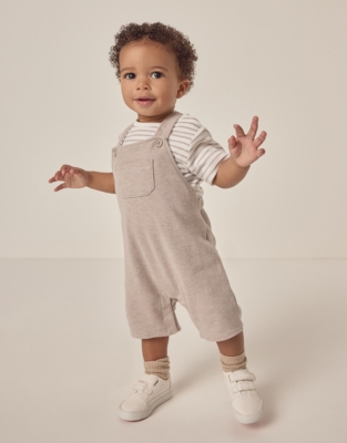 Organic Cotton Jersey Overalls & T-Shirt Set (0–18mths)