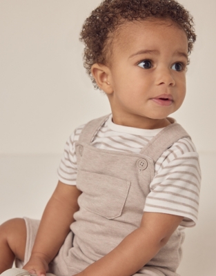 Organic Cotton Jersey Overalls & T-Shirt Set (0–18mths)