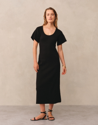 Organic Cotton Jersey Ribbed T-Shirt Dress