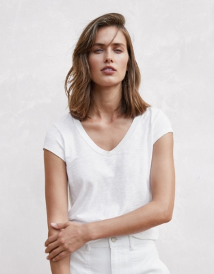 Organic Cotton Jersey V-Neck T-Shirt | The White Collection | The White ...