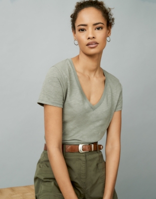 Organic Cotton Jersey VNeck TShirt The White Collection The White