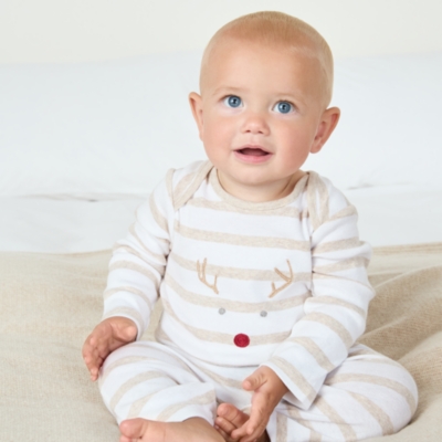 Organic Cotton Jingles Neutral Stripe Sleepsuit (0–24mths)