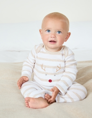 Organic Cotton Jingles Neutral Stripe Sleepsuit (0–24mths)