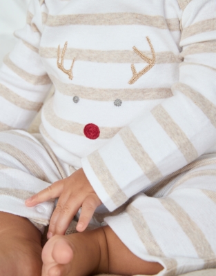 Organic Cotton Jingles Neutral Stripe Sleepsuit (0–24mths)