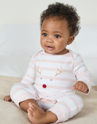 Organic Cotton Jingles Pink Stripe Sleepsuit (0–24mths)