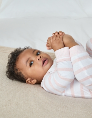 Organic Cotton Jingles Pink Stripe Sleepsuit (0–24mths)