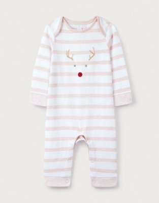 Organic Cotton Jingles Pink Stripe Sleepsuit (0–24mths)