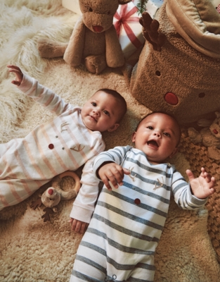 Organic Cotton Jingles Pink Stripe Sleepsuit (0–24mths)