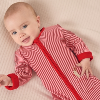 Organic Cotton Jingles Reindeer Embroidered Pocket Zip Sleepsuit (0–24mths)