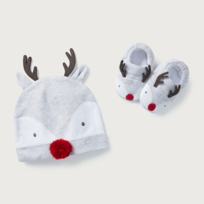 Organic Cotton Jingles Reindeer Hat & Booties Set (0–12mths)