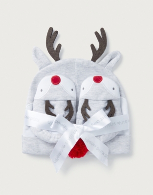 Organic Cotton Jingles Reindeer Hat & Booties Set (0–12mths)