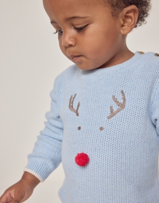 Organic Cotton Jingles Reindeer Jumper (0–18mths)