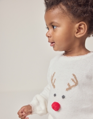 Organic Cotton Jingles Reindeer Jumper (0–18mths)