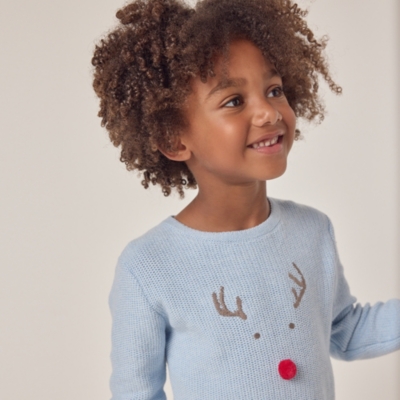 Organic Cotton Jingles Reindeer Jumper (18mths–6yrs)