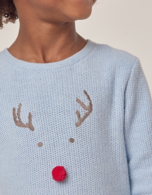 Organic Cotton Jingles Reindeer Jumper (18mths–6yrs)