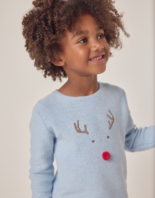 Organic Cotton Jingles Reindeer Jumper (18mths–6yrs)