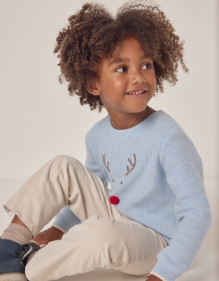 Organic Cotton Jingles Reindeer Jumper (18mths–6yrs)