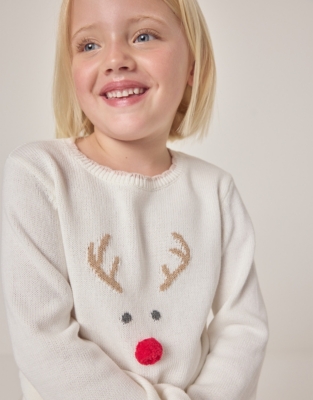 Organic Cotton Jingles Reindeer Jumper (18mths–6yrs)