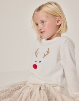 Organic Cotton Jingles Reindeer Jumper (18mths–6yrs)