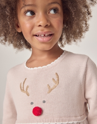 Organic Cotton Jingles Reindeer Knit & Tulle Dress (18mths–6yrs)