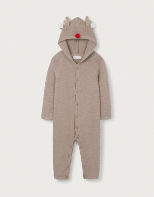 Organic Cotton Jingles Reindeer Knitted Romper (0–24mths)