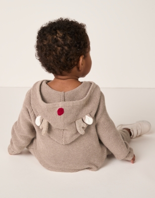 Organic Cotton Jingles Reindeer Knitted Romper (0–24mths)