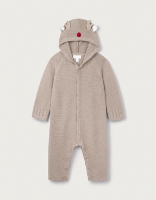 Organic Cotton Jingles Reindeer Knitted Romper (0–24mths)