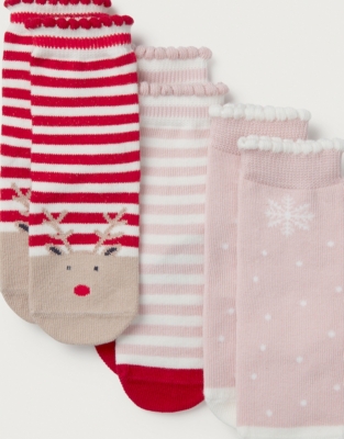 Organic Cotton Jingles Reindeer Socks – Set of 3 (0–6yrs)