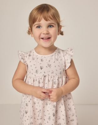 Organic Cotton Josie Floral Frill Sleeveless Jersey Dress (0–18mths)