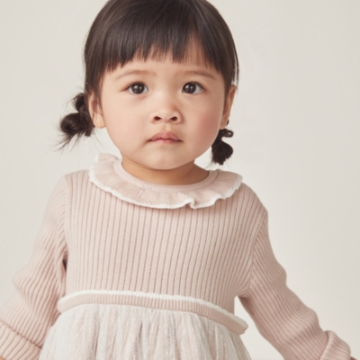 Organic Cotton Knit And Tulle Dress (0–18mths)