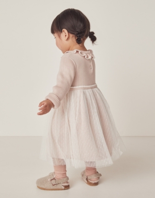 Organic Cotton Knit And Tulle Dress (0–18mths)