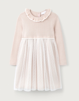 Organic Cotton Knit And Tulle Dress (0–18mths)