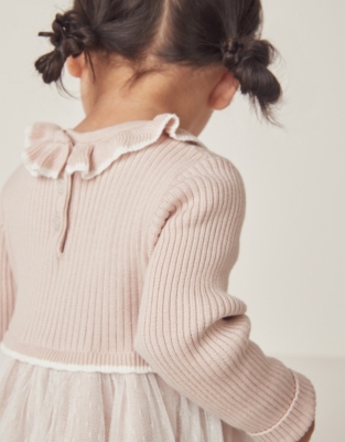 Organic Cotton Knit And Tulle Dress (0–18mths)