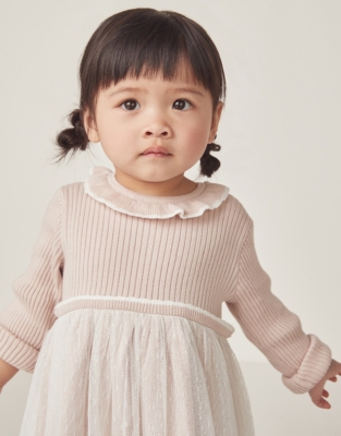 Organic Cotton Knit And Tulle Dress (0–18mths)