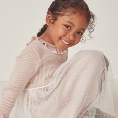 Organic Cotton Knit And Tulle Dress (18mths–6yrs)