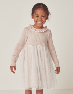 Organic Cotton Knit And Tulle Dress (18mths–6yrs)