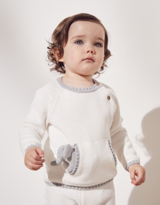 Organic-Cotton Knitted Sweater with Toy | Baby Sale | The White Company US