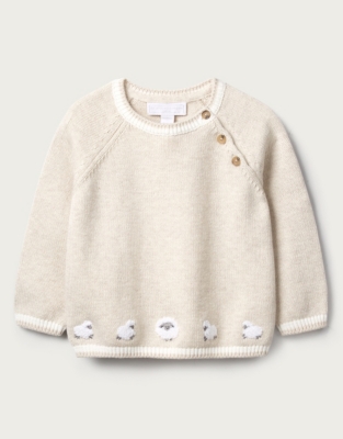 Organic Cotton Lamb Knitted Jumper Newborn & Unisex The White