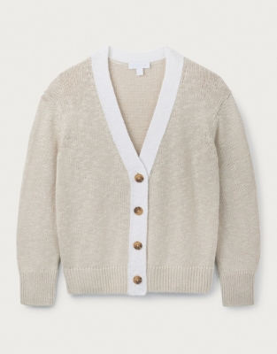 Organic Cotton Linen Blend Colorblock Cardigan