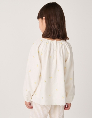 Organic Cotton Linen Lemon Top & Seersucker Stripe Shorts Set (18mths–6yrs)