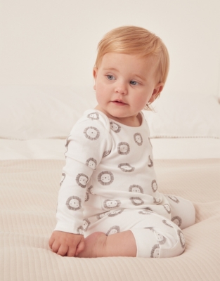 Organic Cotton Lion Face Print Sleepsuit (0–24mths)