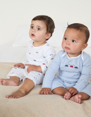 Organic Cotton Little Car Sleepsuits – Set of 2 (0–2yrs)